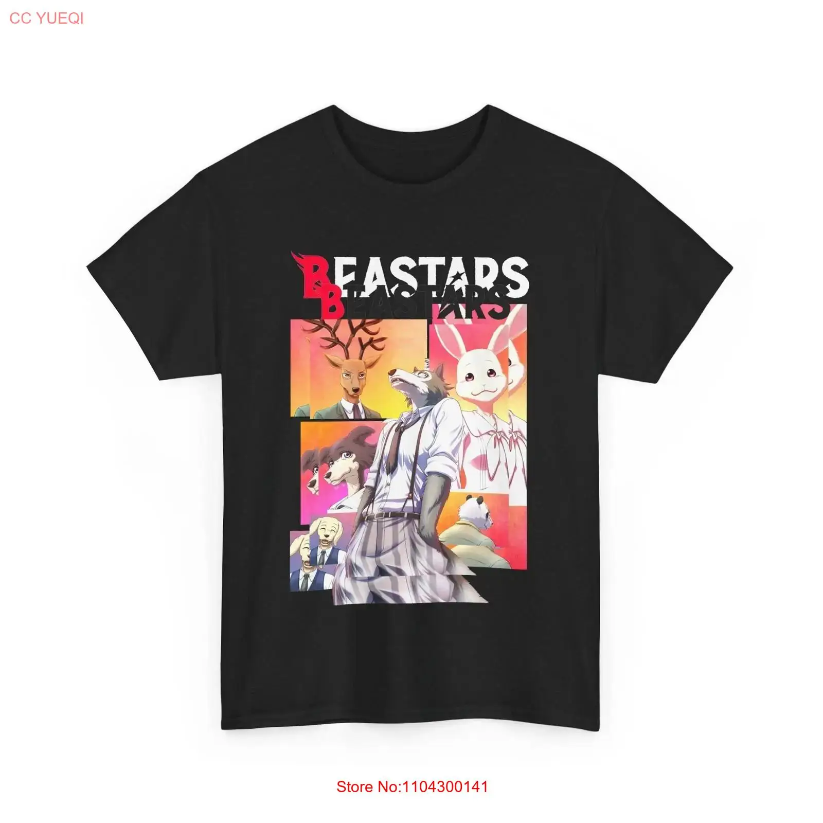 Anime Merchandise Clothes - Anime Beastars Legoshi zwart T-shirt vintage